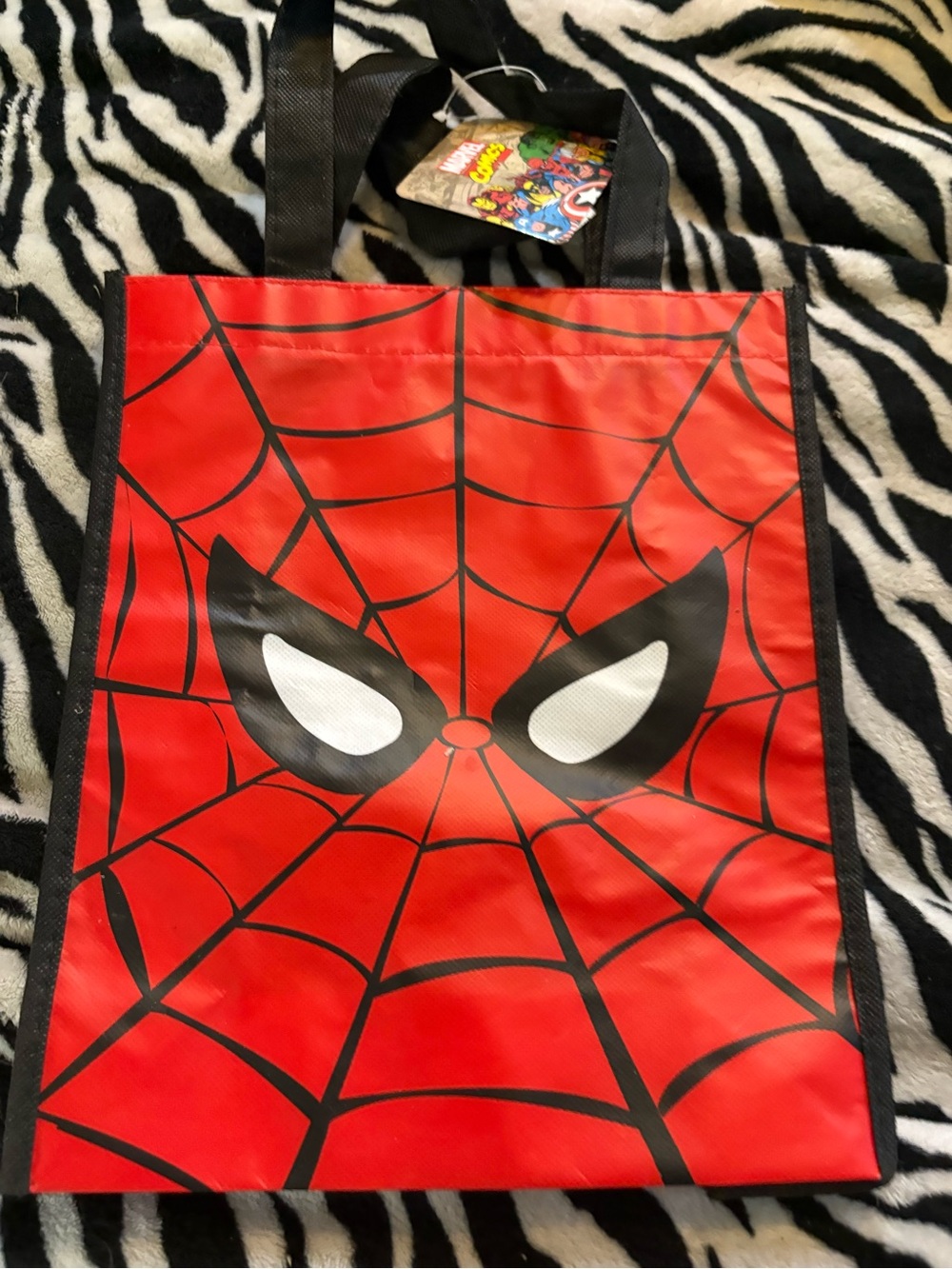 Marvel Red Spider-Man Web Tote Bag with Black Accents